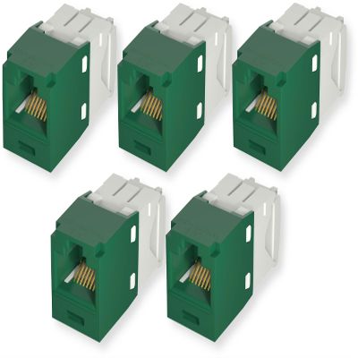 CJ688TGGR Pack of 10 Category 6 TX6 Plus Mini-Com UTP Jack Modules, Green, TG Style, Toolless, RJ45 Ethernet High Performance Network Module, T568A/T568B Wiring