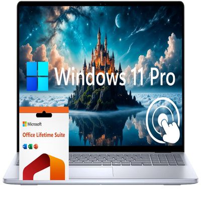 Dell Inspiron 16" FHD+ Touchscreen Business Laptop Computer, 16GB RAM 1TB SSD, Intel Core 7 150U Processor, Windows 11 Pro with Office Lifetime Suite, Fingerprint Reader, Backlit Keyboard, Ice Blue