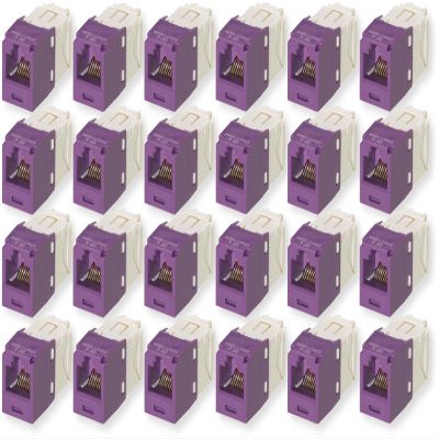 CJ688TGVL Pack of 24 Category 6 TX6 Plus Mini-Com UTP Jack Modules, Violet, TG Style, Toolless, RJ45 Ethernet High Performance Network Module, T568A/T568B Wiring
