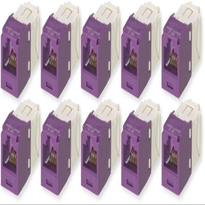CJ688TGVL Pack of 10 Category 6 TX6 Plus Mini-Com UTP Jack Modules, Violet, TG Style, Toolless, RJ45 Ethernet High Performance Network Module, T568A/T568B Wiring