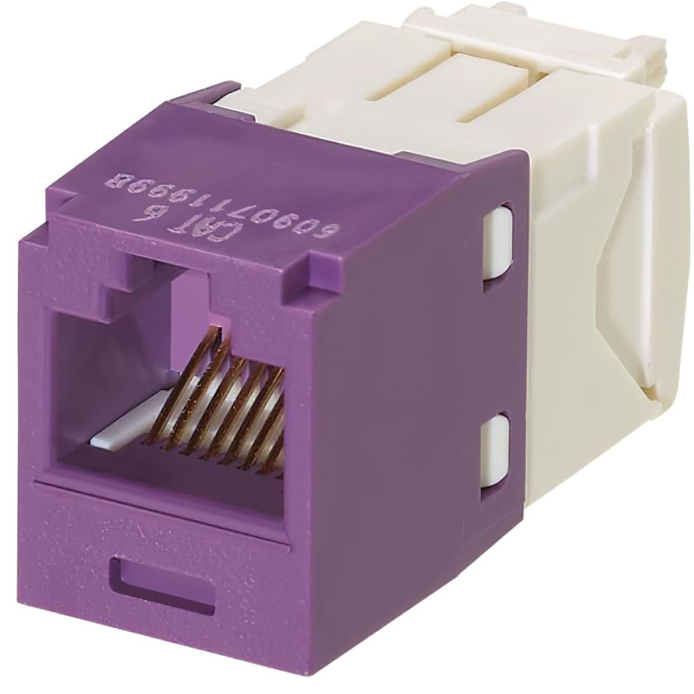 CJ688TGVL Category 6 TX6 Plus Mini-Com UTP Jack Modules, Violet, TG Style, Toolless, RJ45 Ethernet High Performance Network Module, T568A/T568B Wiring
