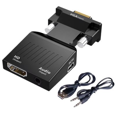 FTOMIKA VGA to HDMI-Compatible Converter 1080P Male to Female with Audio Adapter for PC HD TV Projector