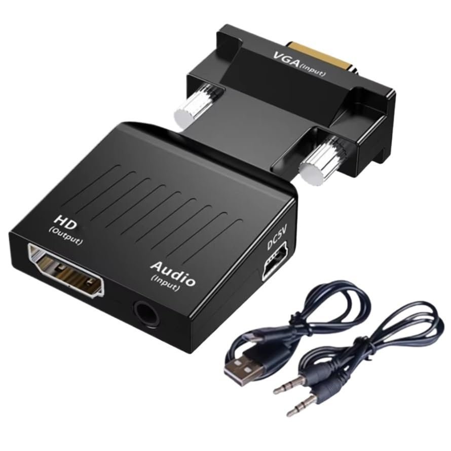 FTOMIKA VGA to HDMI-Compatible Converter 1080P Male to Female with Audio Adapter for PC HD TV Projector