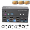 4K KVM Switch 3 Monitors 2 Computers Triple Monitor Displayport and 2 HDMI USB 3.0 KVM Switches 4K@60Hz,Support Extended/Mirror Mode Share 3 USB 3.0 Ports with Desktop Controller, Adapter Included view 1