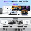 4K KVM Switch 3 Monitors 2 Computers Triple Monitor Displayport and 2 HDMI USB 3.0 KVM Switches 4K@60Hz,Support Extended/Mirror Mode Share 3 USB 3.0 Ports with Desktop Controller, Adapter Included view 2