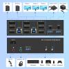 4K KVM Switch 3 Monitors 2 Computers Triple Monitor Displayport and 2 HDMI USB 3.0 KVM Switches 4K@60Hz,Support Extended/Mirror Mode Share 3 USB 3.0 Ports with Desktop Controller, Adapter Included view 3