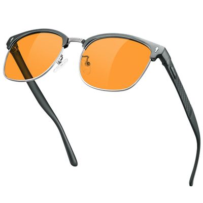 BIRCEN Blue Light Gaming Glasses: Al-Mg Metal Orange Bluelight Blocking Computer Glasses for Men Women Anti Eyestrain on Office & Home