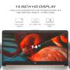 HP 14 inch Laptop Student Business, Intel Celeron CPU, 16GB RAM, 384GB Storage(128GB eMMC+256GB MSD), 1 Year Microsoft 365, Intel UHD Graphics, Portable and Lightweight, Windows 11 Pro, w/Design Mouse view 3