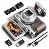 BINBINNIAO 56MP Digital Cameras for Photography, 4K Autofocus Digital Cameras with 32GB TF Card & 2 Batteries,18X Digital Zoom(K100 - Silvery) view 1