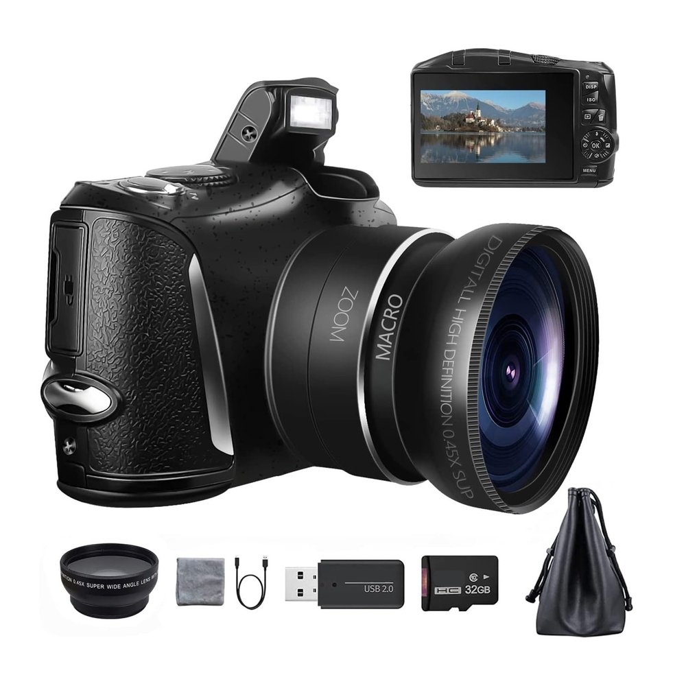 BINBINNIAO Digital Camera for Photography and Video 4K 48MP Vlogging Camera for 16X Digital Zoom 52mm Wide Angle & Macro Lens