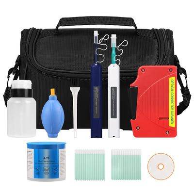 Fiber Optic Cleaning Kit 10 in 1, FTTH Cleaning Box/Pen, Dust-Free Paper