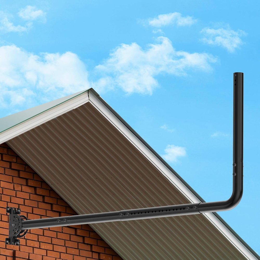 Adjustable Length Antenna Mount, Suitable for Long Eaves and Walls, Equipped with 90 Elbow, Extension Pipe, and Mounting Screws, Ideal for Outdoor TV Antennas, Starlink WiFi Extenders (Black)