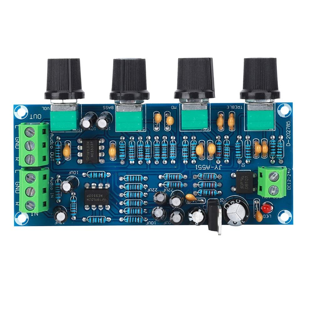 NE5532 Preamp Tone Board | Single Source Supply 12-24V for Amplifier | Enthusiast - Level Hi - Fi Audio/Home Theater/Car Audio | Treble/Mid/Bass Volume Control
