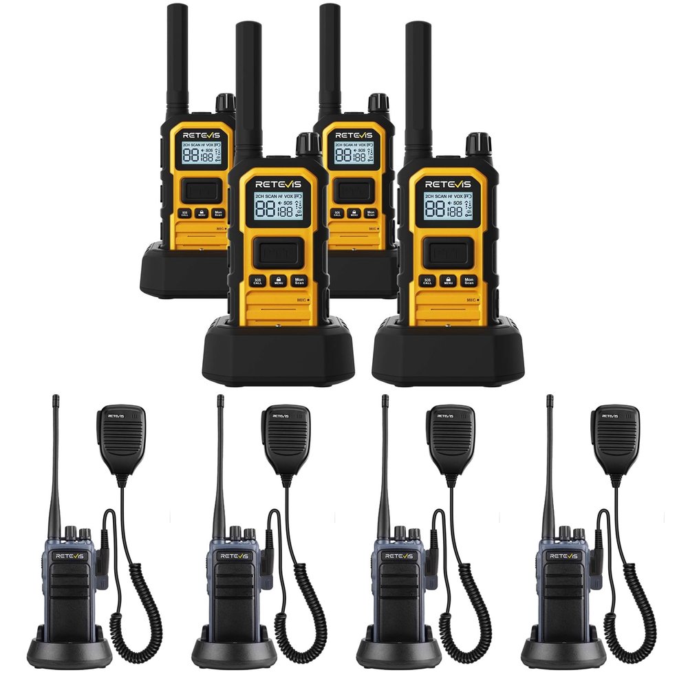 Retevis RB48P Walkie Talkie(4Pack) Bundle with C4 Walkie Talkie with MIC(6Pack)