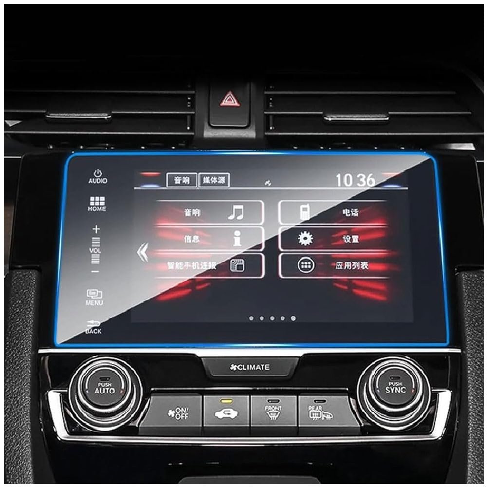 KDYCNDD Car Navigation Screen Protector For Civic 2016 2017 2018 2019 2020,Touch Tempered Glass Display Cover Infotainment Stereo Center Control Touchscreen Protective Film