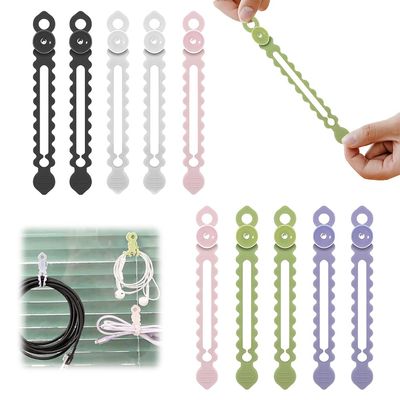 2025 New Data Cable Organizer, Multipurpose Elastic Cord Organizer Colorful Wire Organizers for Cords, Upgrade Silicone Cable Ties Cable Management Headphone Organizers (Multicolor X10)