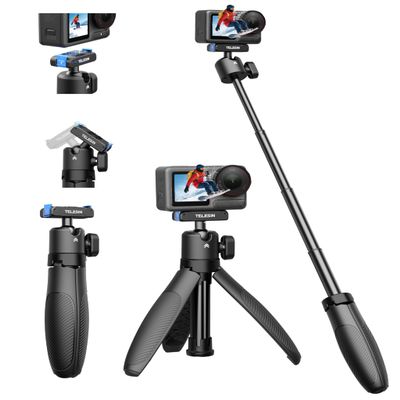 TELESIN 40cm/15.7'' Mini Selfie Stick Tripod, Magnetic Quick Release Selfie Sticks Handle Grip, Portable Vlog Monopod, 360 Adjustable Extended Pole for DJI Osmo Action 5 Pro/4/3 Camera Accessories