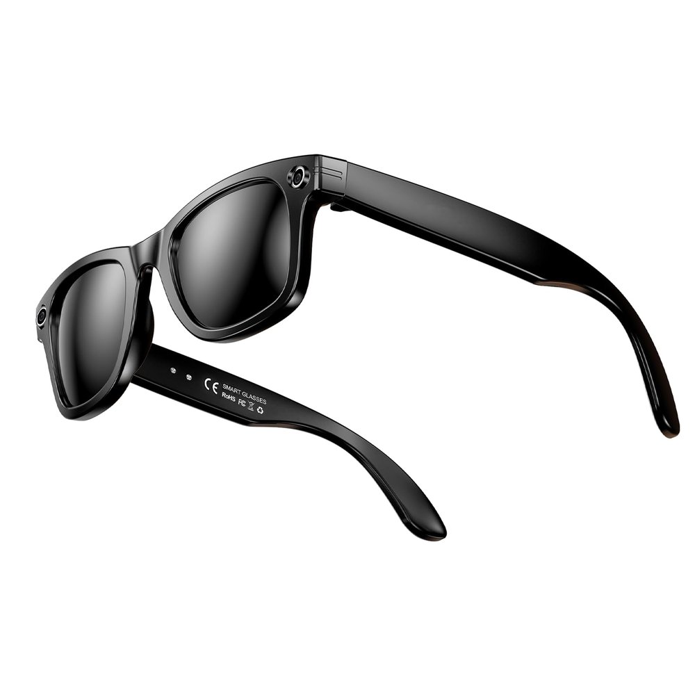 Yihou Smart Glasses Video Recording AI Glasses with Wide-Angle Camera Multiple Languages Translation Image Recognition WiFi Transfer Calling for Android iOS Black