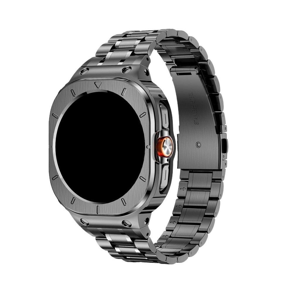 316L Stainless Steel Shell Integrated Strap For Samsung Galaxy Watch 8 Ultra2/7 Ultra 47mm Replaced Strap Case Bracelet(Grey,For Watch Ultra2(2025))