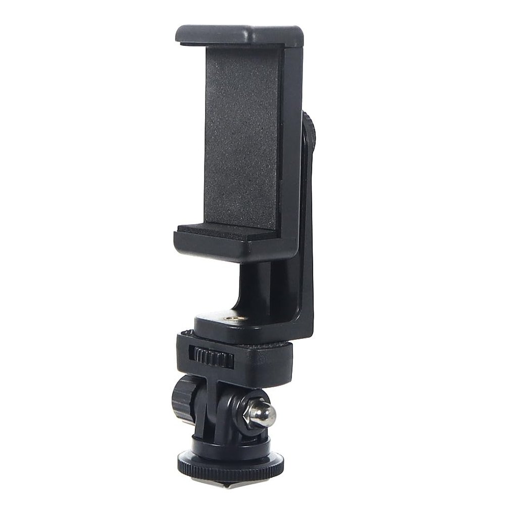 NovelGoal Hot Shoe Mount Adapter with Phone Holder, to 1/4" Screw Monitor Stand Fill Light Holder, Cold Shoe Base DSLR Cameras Accessories Shoe mounts (with 360 Rotating Phone Holder)