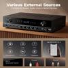 Donner Stereo Receivers, 5.1 Channel Audio Amplifier with Bluetooth 5.3, Optical/Coaxial, USB, FM, 2 Mic-in, Echo, RCA, AC-3 Input for Home, Karaoke, Theater Speakers, 60W/4R & 25W3 RMS, MAMP4 view 4