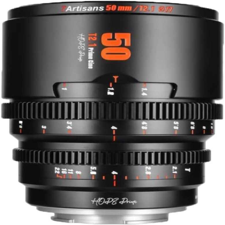 7artisans 10mm/16mm/25mm/35mm/50mm/85mm T2.1 Cine Lens for Sony E APS-C 260 Ultra Long Focus Mirrorless Camera Lens for Portraiture/Street Photography/Humanistic (50mm T2.1)
