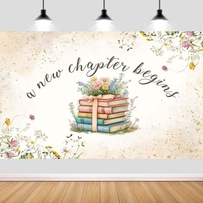 10X10ft Bridal Shower Backdrop Book Themed A New Chapter is About to Begin Photography Background Bridal Shower Backdrop Next Chapter Cake Wedding Party Decoration Photo Studio Props