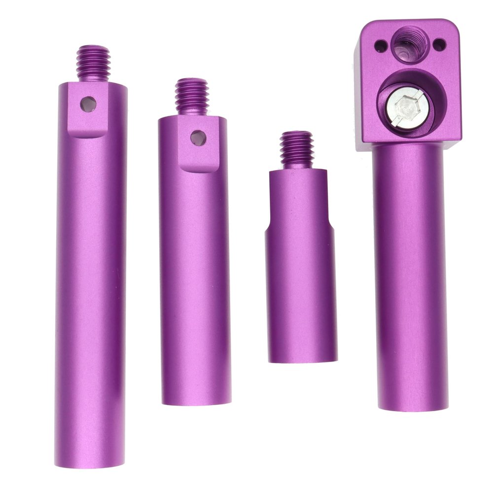 19mm Rod Tube Extension, 4 Sections 2inch 3 inch 4-inch Rod Bracket for Sony ARRI RED Camera Wireless Follow Focus Lens Motor Shoulder Rail Mounting with 3/8" Thread, Purple