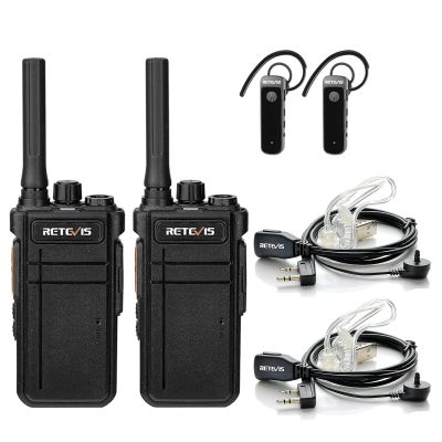 Retevis RB37 Bluetooth Walkie Talkies,Bluetooth Two Way Radio,with Wireless Earpiece,Acoustic Tube Headset,Flashlight,2000 mAh&120h Standby,9-Level VOX&Squelch, for School Retail Dental Church(2 Pack)