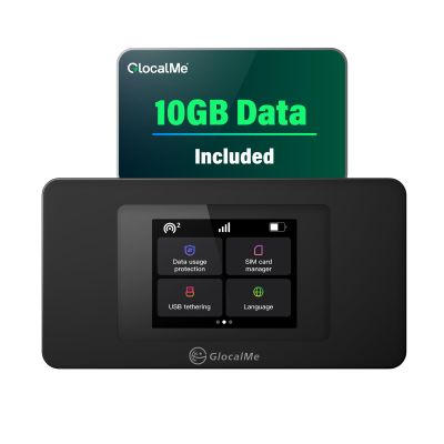 GlocalMe DuoTurbo 4G Mobile Hotspot Device with 10GB US/CA/MX Data 60 Days, Portable WiFi Hotspot for Travel in 200+ Countries, SIMFREE and Dual Modem, 10 Devices Connected(DuoTurbo with 10GB)