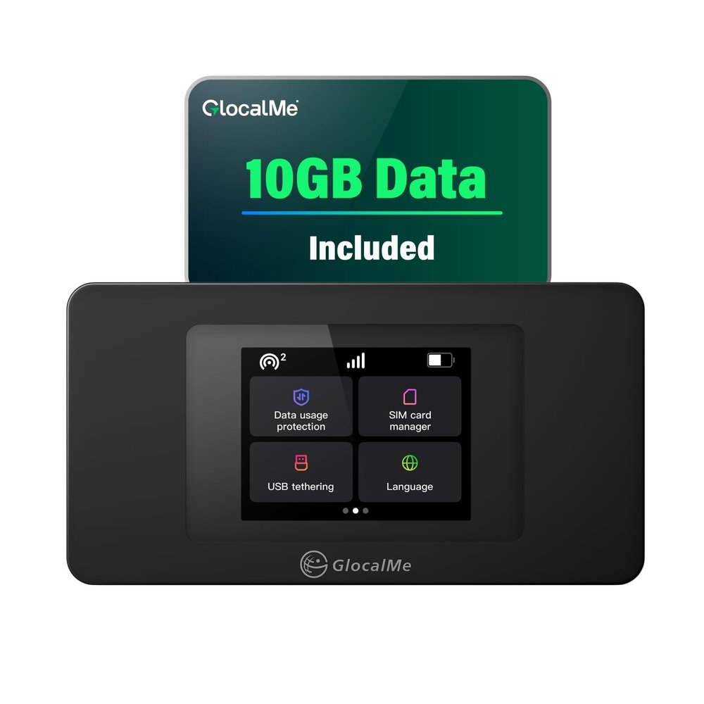 GlocalMe DuoTurbo 4G Mobile Hotspot Device with 10GB US/CA/MX Data 60 Days, Portable WiFi Hotspot for Travel in 200+ Countries, SIMFREE and Dual Modem, 10 Devices Connected(DuoTurbo with 10GB)