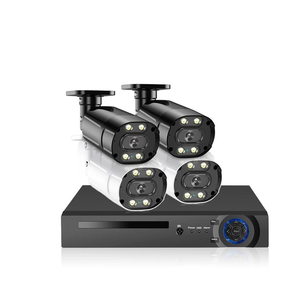 JUCFRDNJ 8MP 8CH AHD DVR Strip Line Face Detection Color MotionDetection Outdoor Security Camera System Set CCTV Video Surveillance Kit(None,8CH NVR 4CAMERA_UK Plug)