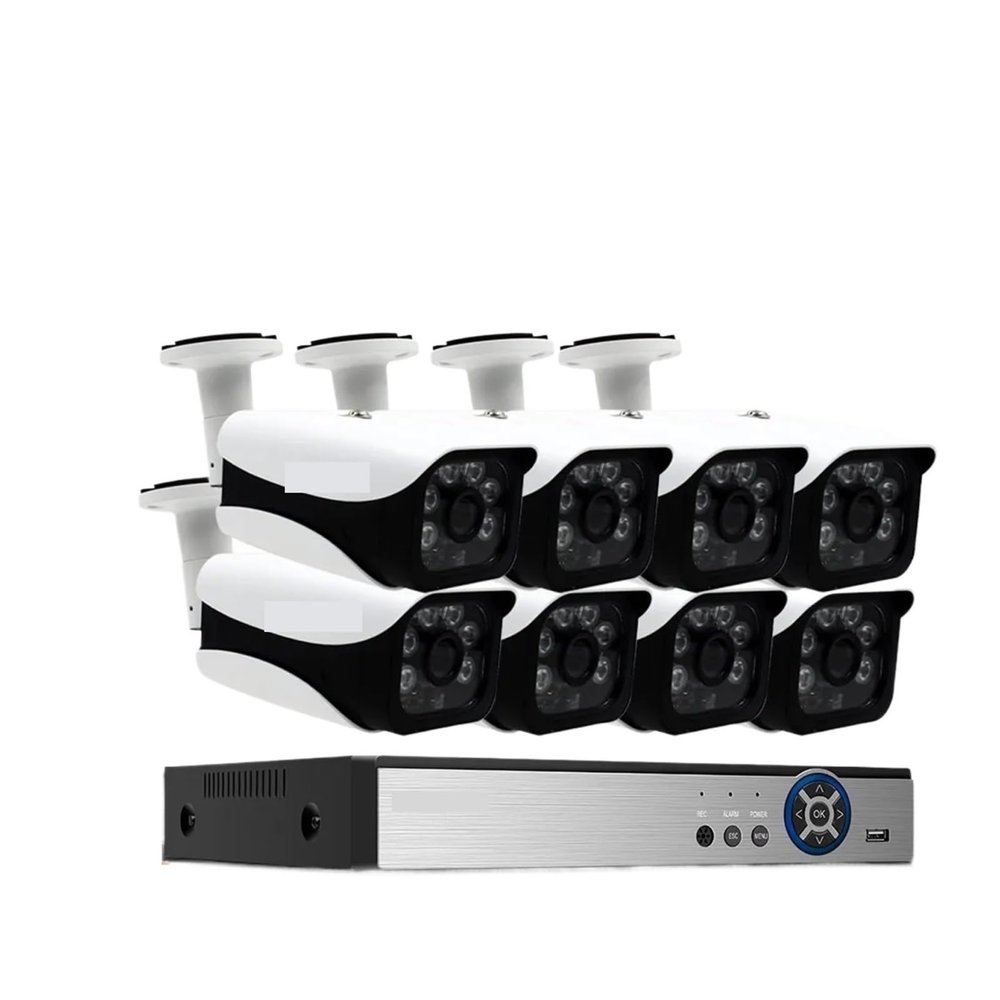 CCTV Camera Security System Kit POE 4K 8CH NVR Set Outdoor Waterproof Audio IP Bullet Monitoring Camera Video Surveillance Kit(None,4K 8CH NVR 8PCS CAM_UK Plug)