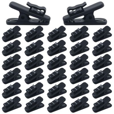 BokWin 32 Pack Headphone ClipHeadset Wire ClipsCable Clothing Clips (Shirt Clips) for Fixing Earphone/Microphone Cord, 1 Inch Black Plastic to Organize Wires