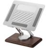 Adjustable Desk Stand for Laptops with 360 Rotation, Height Adjustable Wooden Mount with Ventilated Aluminum Panel view 1
