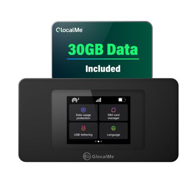 GlocalMe DuoTurbo 4G Mobile Hotspot Device with 30GB US/CA/MX Data 60 Days, Portable WiFi Hotspot for Travel in 200+ Countries, SIMFREE and Dual Modem, 10 Devices Connected(DuoTurbo with 30GB)
