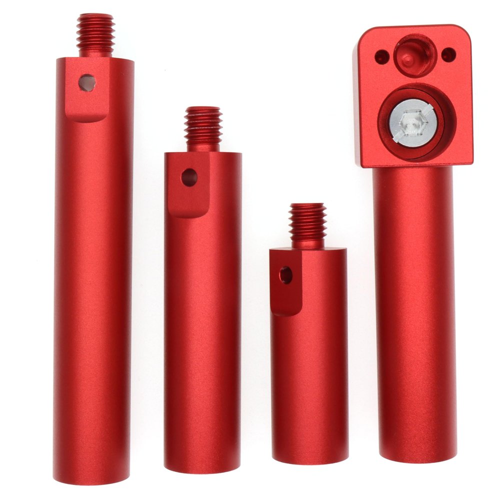 19mm Rod Tube Extension Clamp, 4 Sections Rod Bracket Rig for Sony ARRI RED Camera Wireless Follow Focus Lens Motor Shoulder Rail Mounting with 3/8" Thread, Red