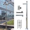 ERRULAN Security Camera Post Outdoor, Wide View Camera Surveillance Pole and Bracket Lightning Rod, All-Weather Stainless Steel CCTV Mounting Mast with Optional Cross Arm(Height 11.4 ft) view 1