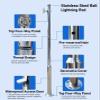 ERRULAN Security Camera Post Outdoor, Wide View Camera Surveillance Pole and Bracket Lightning Rod, All-Weather Stainless Steel CCTV Mounting Mast with Optional Cross Arm(Height 11.4 ft) view 3