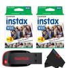 Fujifilm Instax Wide Instant Film Twin Pack with USB and PixiBytes Microfiber Cleaning Cloth... (2 Wide Pack (40 Sheets)) view 1