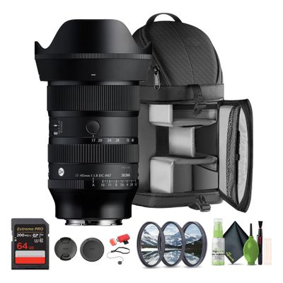 Sigma 17-40mm f/1.8 DC Art Lens Sony E (214965) Bundle. The Ideal Lens for Professional Portraits, Weddings Indoor/Outdoor Adventure, Wildlife, Travel, Sarfari, Photography use + Accessories