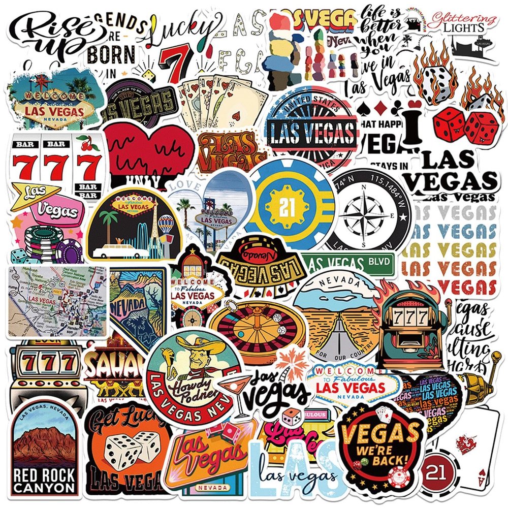 100PCS Nevada Las Vegas Stickers,Cool Travel Stickers,Waterproof Vinyl Stickers for Water Bottles,Laptop,Luggage,Teens Adults,Keyboards,Backpacks,Skateboards,Luggage,Water Bottles,Scrapbooks