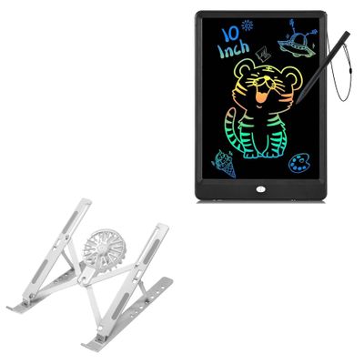 BoxWave Stand and Mount Compatible with PINKCAT Writing Tablet Doodle Board (10 in) - QuickSwitch Stand with Cooling Fan, Portable, Multi Angle Viewing Ventilator - Metallic Silver