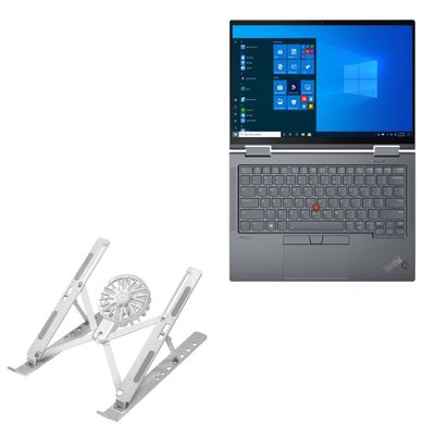 BoxWave Stand and Mount Compatible with Lenovo ThinkPad X1 Yoga (20XY) - QuickSwitch Stand with Cooling Fan, Portable, Multi Angle Viewing Ventilator - Metallic Silver