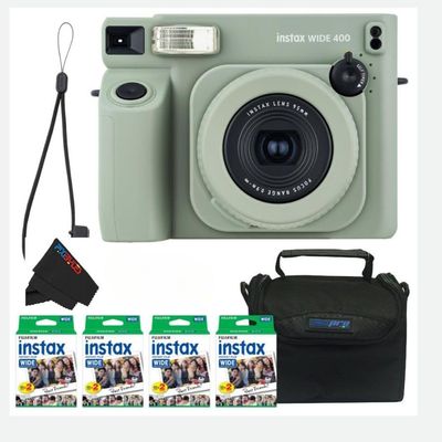 Fujifilm INSTAX Wide 400 Instant Camera Green with Pixibytes Bundle... (Camera + 4 Wide Twin Packs/CC1)