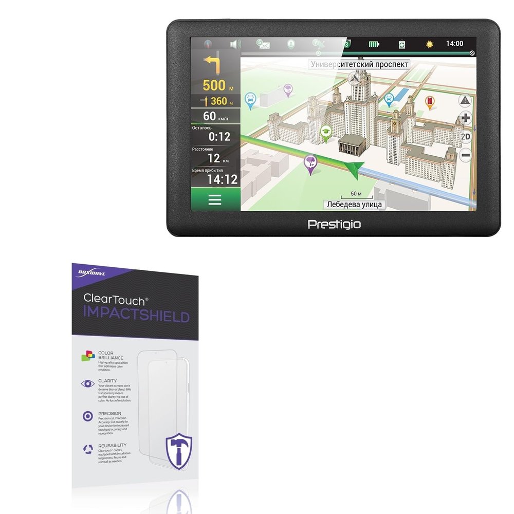 BoxWave Screen Protector Compatible With Prestigio GeoVision 5066 Navitel - ClearTouch ImpactShield (2-Pack), Impenetrable Screen Protector Flexible Film