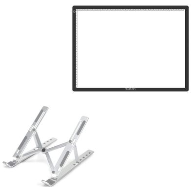 BoxWave Stand and Mount Compatible with Gaomon GB4 - Compact QuickSwitch Stand, Portable Multi Angle Viewing Foldable Riser - Metallic Silver