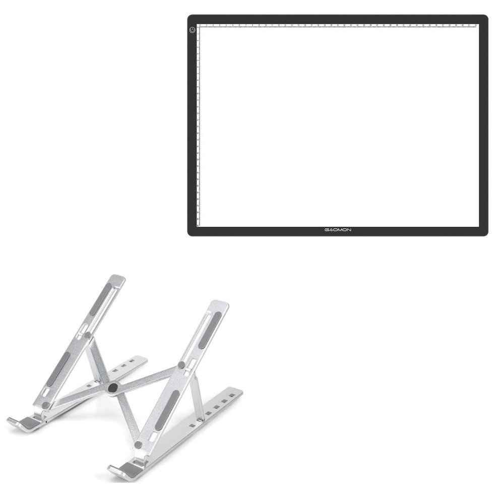 BoxWave Stand and Mount Compatible with Gaomon GB4 - Compact QuickSwitch Stand, Portable Multi Angle Viewing Foldable Riser - Metallic Silver