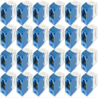 CJ688TGBU Pack of 24 Category 6 TX6 Plus Mini-Com UTP Jack Modules, Blue, TG Style, Toolless, RJ45 Ethernet High Performance Network Module, T568A/T568B Wiring