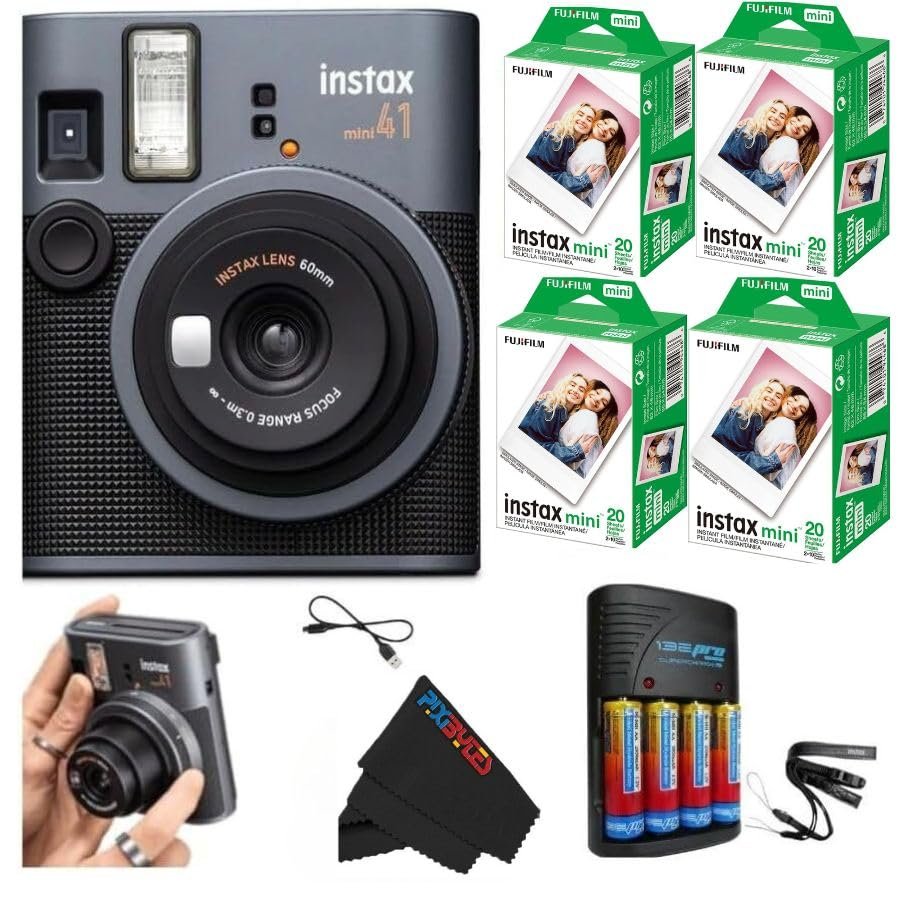 Fujifilm Instax Mini 41 Instant Film Camera... (Camera + 4 Twin Pick)